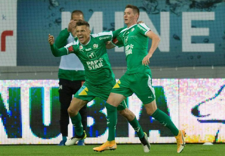 Zlatko Dedic (l.) bejubelt seinen zweiten Treffer. Der Slowene war der Matchwinner. <span class="copyright">Stiplovsek</span>