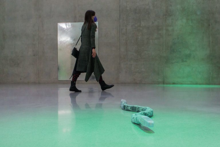 Die Roboter-Schlange hat Rosenkranz im Rahmen der Sharjah Biennale 2019 in den Vereinigten Arabischen Emiraten entwickelt.<span class="copyright"> Philipp Steurer</span>