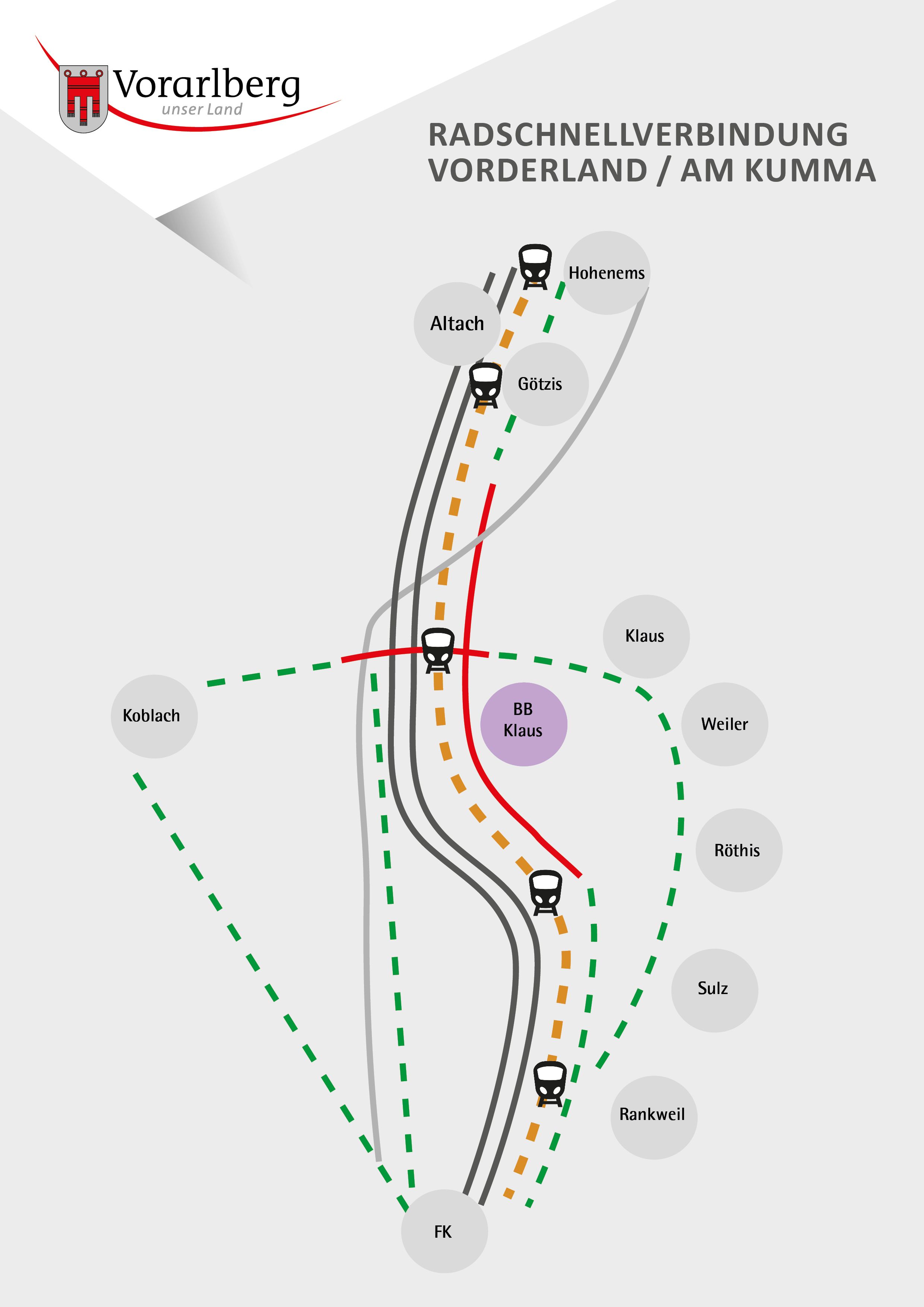 Die geplante Radschnellverbindung Vorderland/ Am Kumma. <span class="copyright">land Vorarlberg</span>