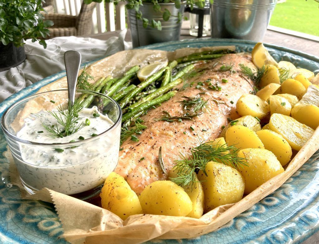 Lachs mit Spargel aus dem Ofen