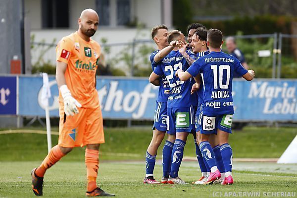Hartberg besiegt WSG Tirol 5:0, Ried holt in Lustenau 2:2