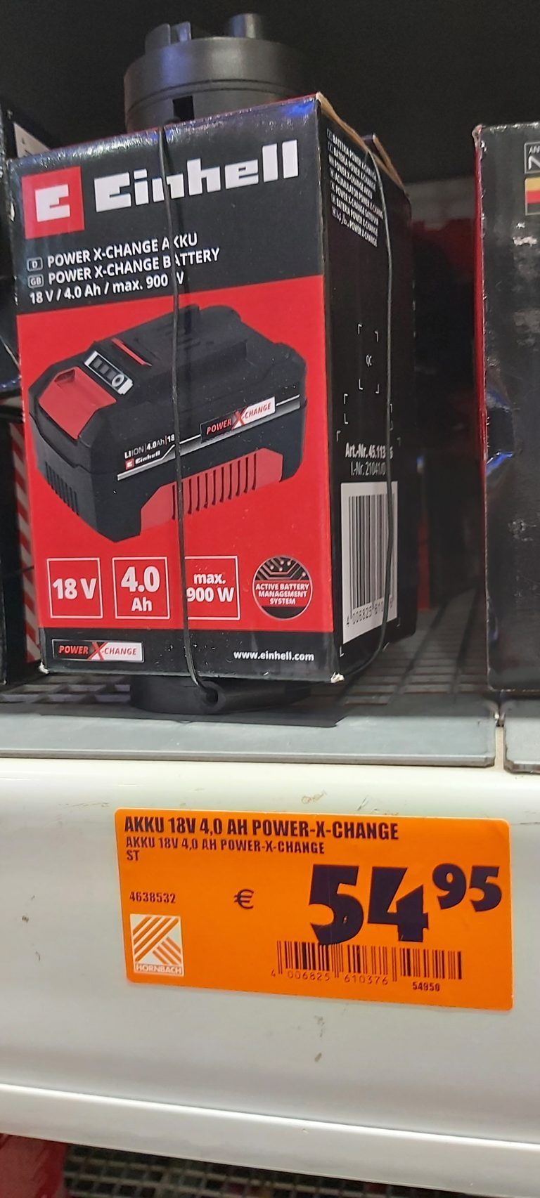 Der gleiche Geräteakku von Einhell ist bei Hornbach um fast 20 Euro billiger als bei Obi.