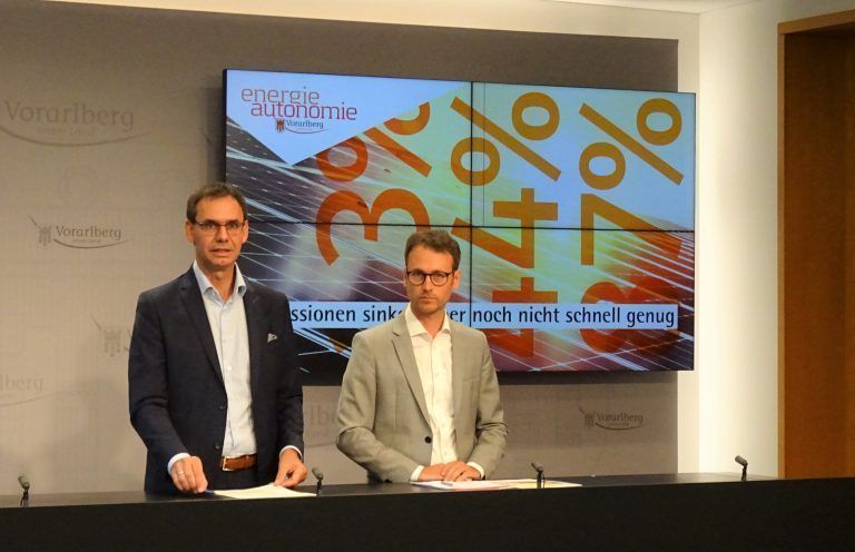 Markus Wallner (l.) und Daniel Zadra stellten den Monitoringbericht vor. <span class="copyright">VLK</span>