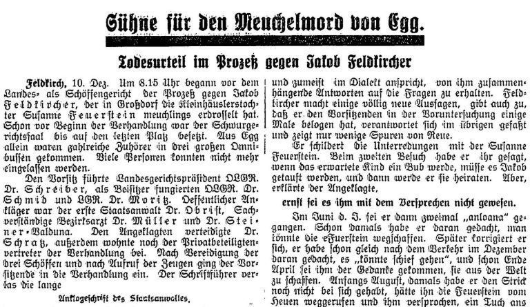 Die Zeitungen berichteten ausführlich über den Mordfall in Egg. <span class="copyright">anno</span>