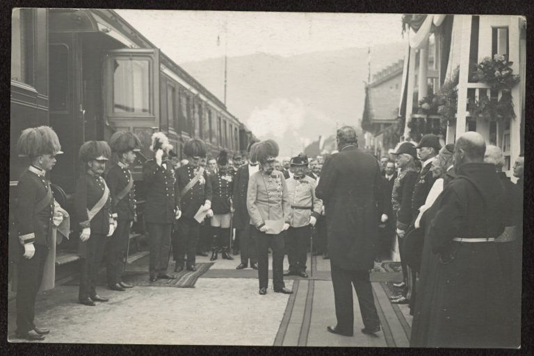 Landeshauptmann Adolf Rhomberg begrüßt 1914 Kaiser Franz Joseph in Bregenz. <span class="copyright">Volare</span>