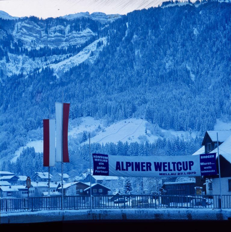 Einladung zum Weltcuprennen in Mellau im Jänner 1979. <span class="copyright">Bildarchiv Klaus Riezler</span>