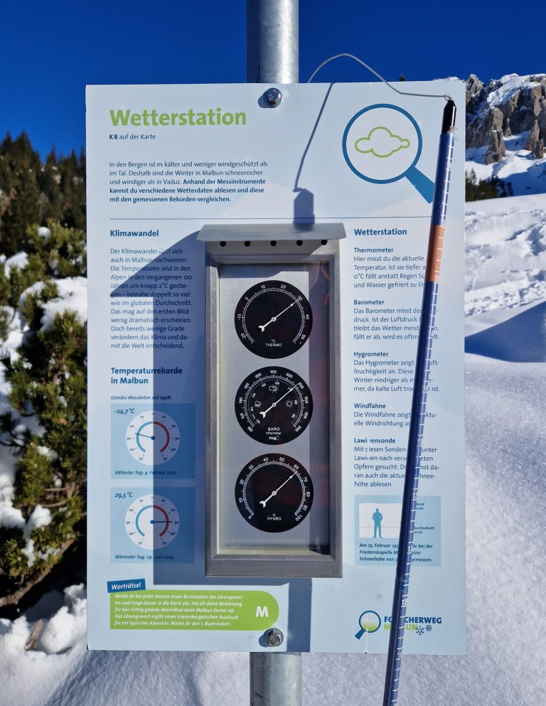 Die Wetterstation am Start des Forscherweges in Malbun. <span class="copyright">Vylet</span>