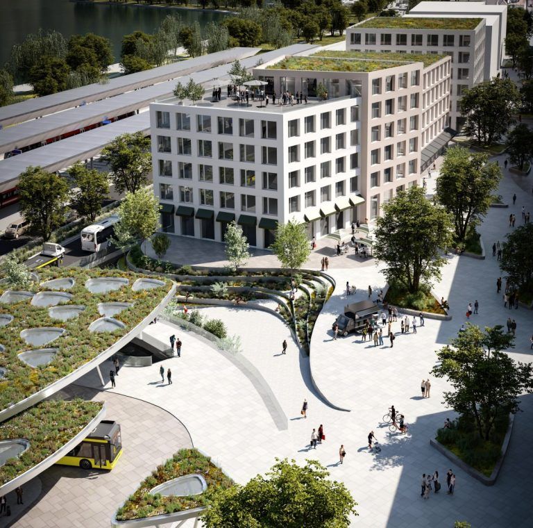 Offener Platz mit viel Grünfläche. <span class="copyright">ÖVP Bregenz/Hartinger</span>