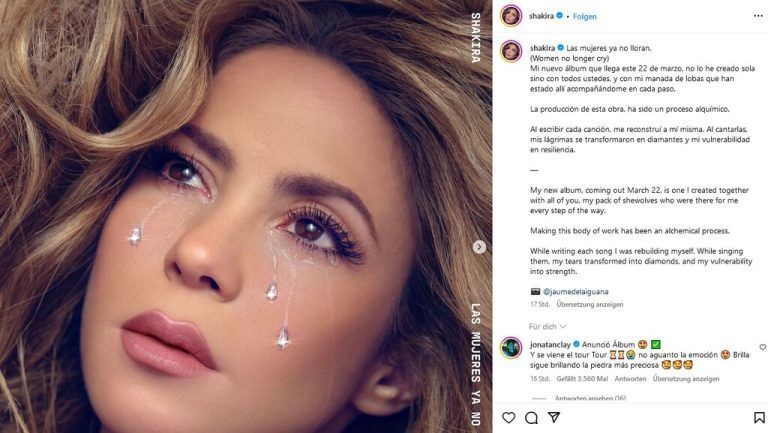 Die Sängerin hat nach der Trennung von Langzeitpartner Gerard Piqué eine schwere Zeit durchgemacht. Nun meldet sich Shakira mit neuer Musik zurück, sie veröffentlicht am 22. März nach sieben Jahren Pause ihr nächstes Album. „Las Mujeres Ya No Lloran“ ( „Frauen weinen nicht mehr“) sei ein besonderes Projekt gewesen, mit dem sie ihre Vergangenheit aufarbeiten und wieder zu sich selbst und ihrer alten Stärke finden konnte, wie sie auf Instagram schreibt.