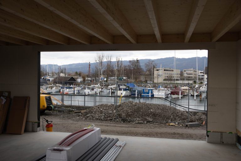 Besichtigung der Baustelle, Strandbad soll im Juni eröffnen, wird seit Herbst umgebaut.