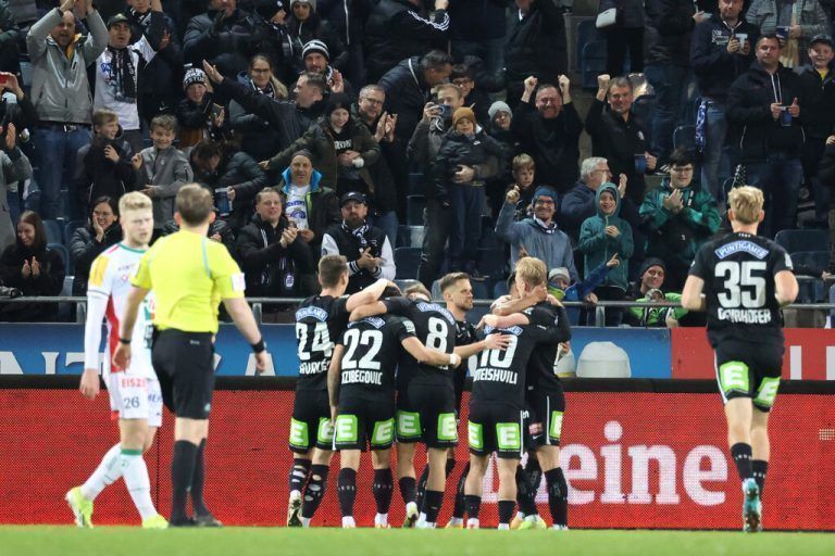 GRAZ,AUSTRIA,03.MAR.24 - SOCCER - ADMIRAL Bundesliga, SK Sturm Graz vs Wolfsberger AC. Image shows the rejoicing of Sturm.<br />Photo: GEPA pictures/ Chris Bauer