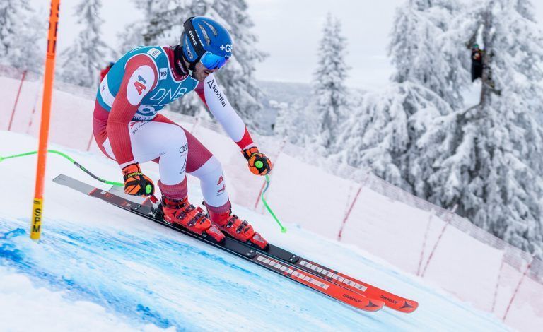 KVITFJELL,NORWAY,16.FEB.24 - ALPINE SKIING - FIS World Cup, downhill training, men. Image shows Manuel Traninger (AUT).<br />Photo: GEPA pictures/ Harald Steiner