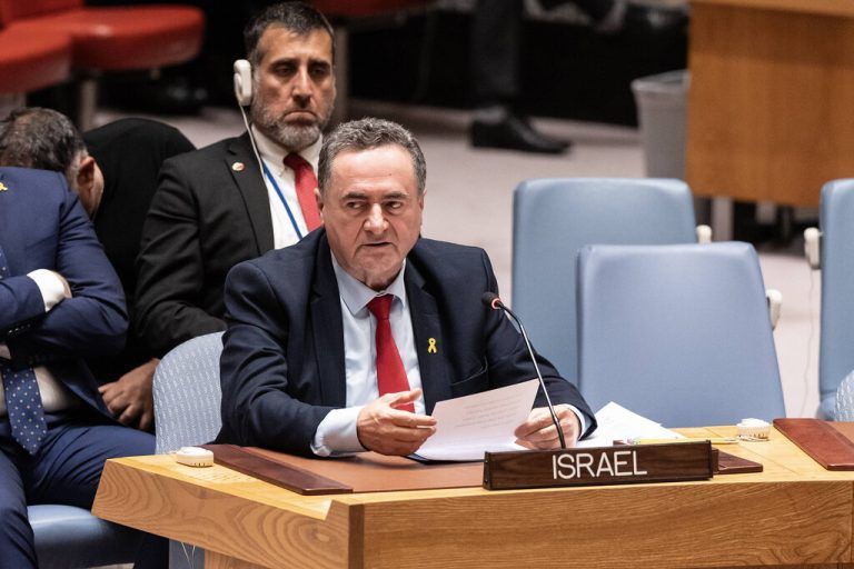 Security Council meeting on report of sexual violence during Israel - Hamas conflict Israel Foreign Minister Israel Katz speaks during SC meeting on report of sexual violence during Israel - Hamas conflict at UN Headquarters in New York New York New York United States Copyright: LevxRadin