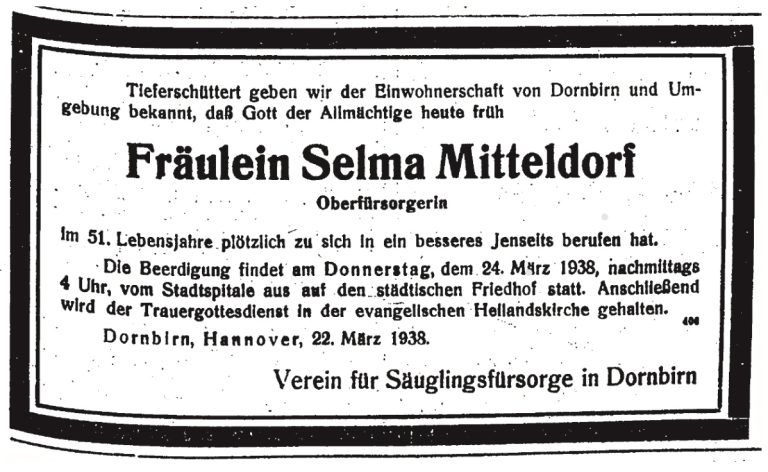 Todesanzeige Selma Mitteldorf