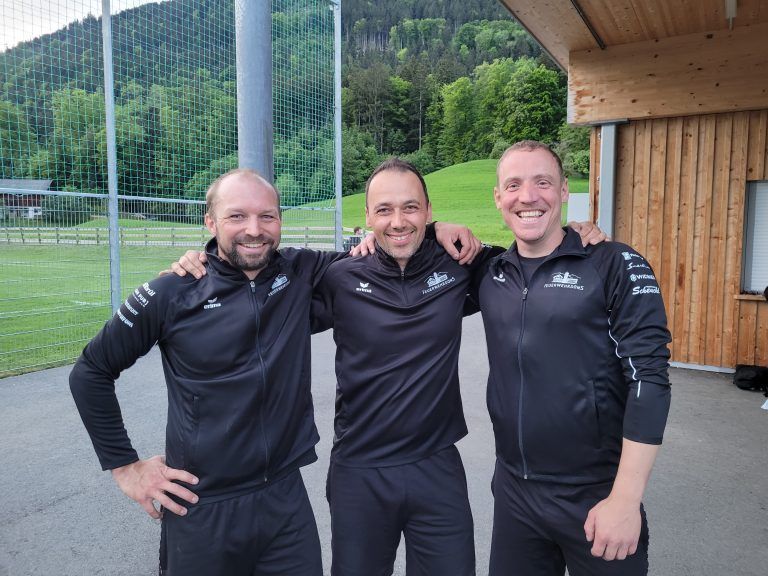 Wettkampfgruppe Feuerwehr Düns Florian Mähr, Mario Egger und Manuel Reiter (von links)