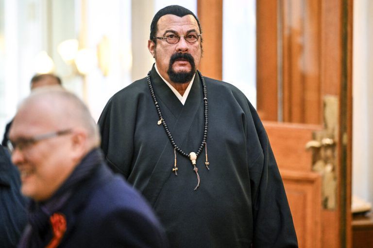 American action-movie actor Steven Seagal arrives for Vladimir Putin's inauguration ceremony as Russian president in the Grand Kremlin Palace in Moscow, Russia, Tuesday, May 7, 2024. (Alexander Nemenov/Pool Photo via AP)