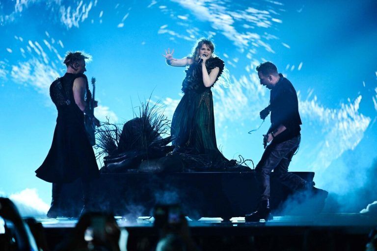 Gate representing Norway performs on stage during the first rehearsal before the second semi-final of the 68th edition of the Eurovision Song Contest (ESC) at the Malmo Arena, in Malmo, Sweden, on May 8, 2024. A week of Eurovision Song Contest festivities kicked off Saturday, on May 4, in the southern Swedish town of Malmo, with 37 countries taking part. The first semi-final takes place on Tuesday, May 7, the second on Thursday, May 9, and the grand final concludes the event on May 11. (Photo by Jessica GOW / TT News Agency / AFP) / Sweden OUT