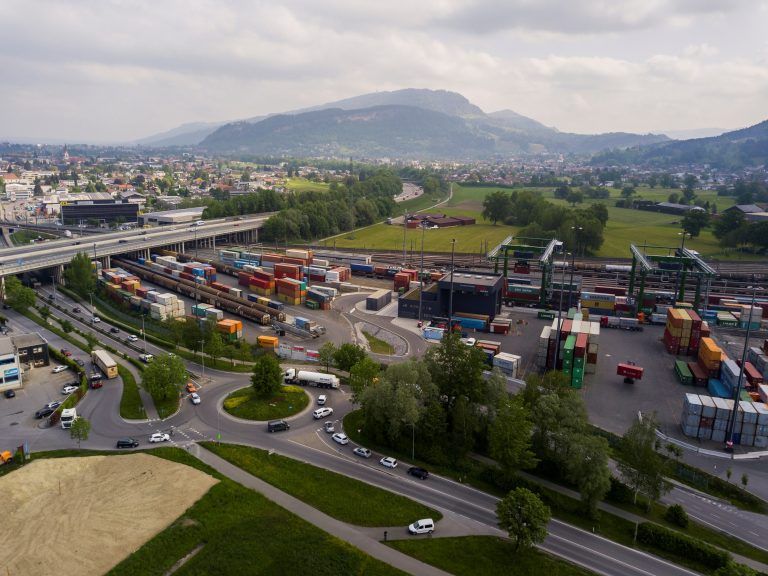 Wolfurt Güterbahnhof Zoll Luftbild Luftbilder Drohne von oben B
