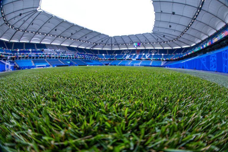 ABD0106_20240610 – HAMBURG – DEUTSCHLAND: 10.06.2024, Hamburg: Fu§ball: EM, ÇStadium Open Media DaysÈ. Der Rasen im Volksparkstadion Hamburg ist fr die Fu§ball-Europameisterschaft vorbereitet. Bei einem Open Media Day konnten Pressevertreter das Stadion besichtigen. Foto: Jens Bttner/dpa +++ dpa-Bildfunk +++. – FOTO: APA/dpa/Jens Bttner