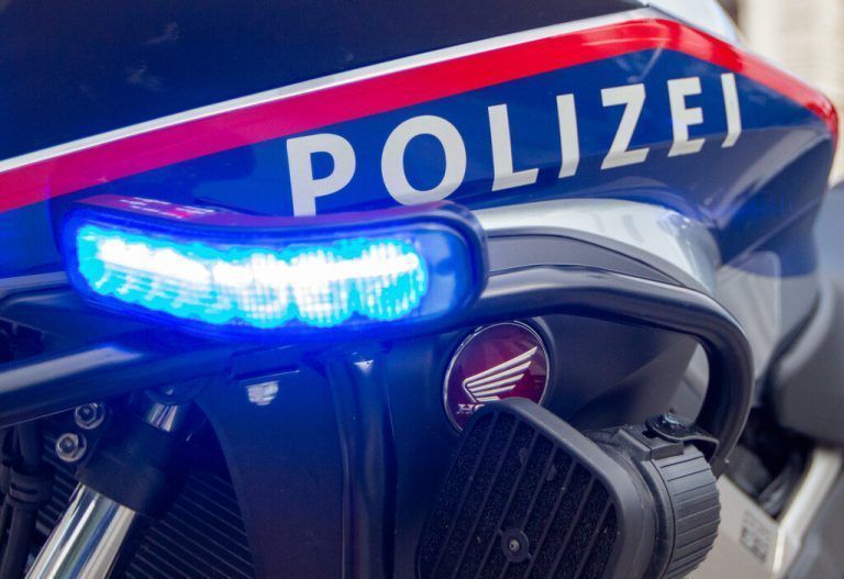 ABD0023_20190511 - WIEN - ÖSTERREICH: ++ THEMENBILD ++ Illustration zum Thema Polizei / Notruf / Sicherheit / Einsatzkräfte / Blaulicht / Exekutive. Im Bild: Das Polizei-Logo auf einem Motorrad aufgenommen am Dienstag, 7. Mai 2019, in Wien. - FOTO: APA/LUKAS HUTER,sujet
