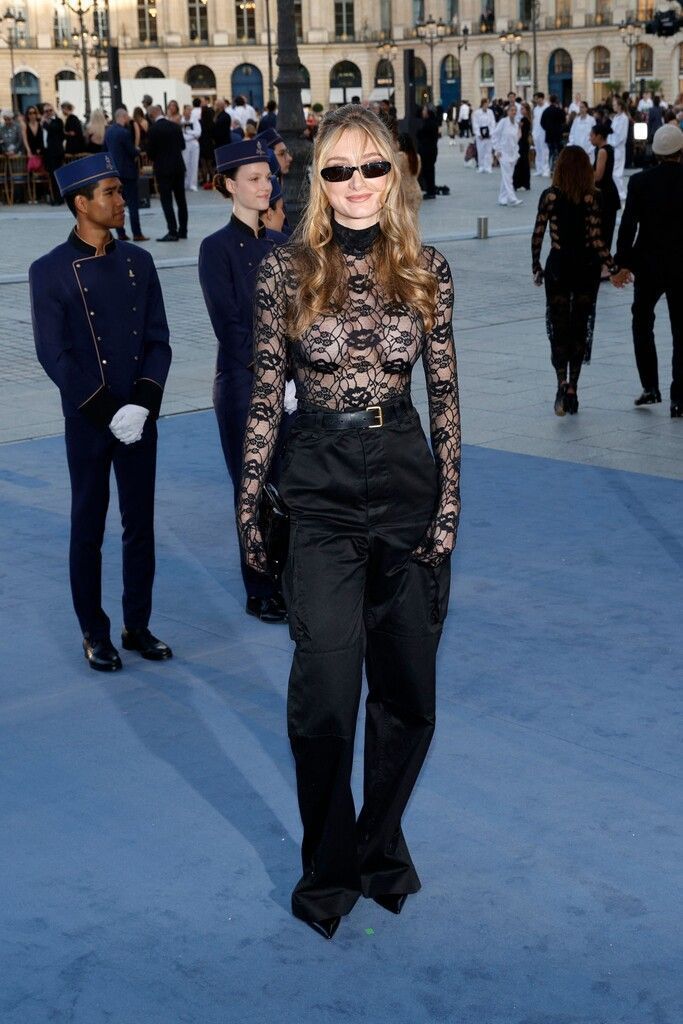 French Mathilde Pinault poses during a photocall upon arrival to attend the Spring/Summer 2025 menswear ready to wear joint fashion show hosted by Vogue World as part of Paris Fashion Week at Place Vendome in Paris, on June 23, 2024, ahead of the upcoming Paris 2024 Olympic Games. (Photo by Geoffroy VAN DER HASSELT / AFP)