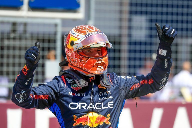 SPIELBERG,AUSTRIA,29.JUN.24 - MOTORSPORTS, FORMULA 1 - Grand Prix of Austria, Red Bull Ring, sprint race. Image shows the rejoicing of Max Verstappen (NED/ Red Bull Racing) .<br />Photo: GEPA pictures/ Mario Buehner-Weinrauch