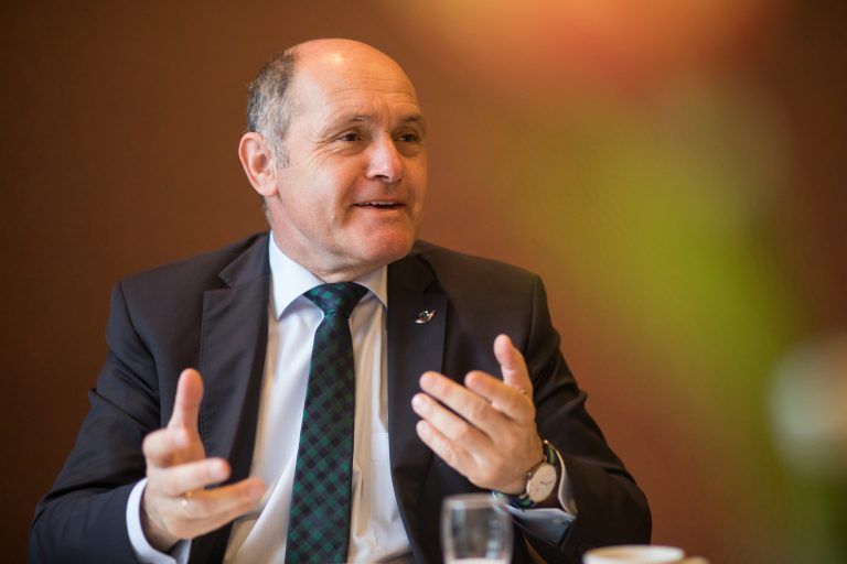 Frühstücks-Interview mit Wolfgang Sobotka in Lochau, Fotos vom Interview mit Nationalratspräsident Wolfgang Sobotka.