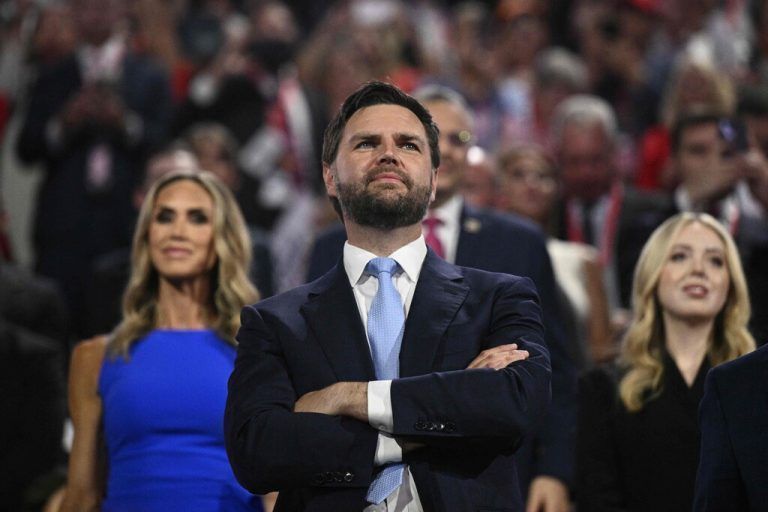 US Senator from Ohio and 2024 Republican vice-president candidate J. D. Vance attends during the first day of the 2024 Republican National Convention at the Fiserv Forum in Milwaukee, Wisconsin, July 15, 2024. Donald Trump won formal nomination as the Republican presidential candidate and picked a right-wing loyalist for running mate, kicking off a triumphalist party convention in the wake of last weekend's failed assassination attempt. (Photo by Brendan SMIALOWSKI / AFP)