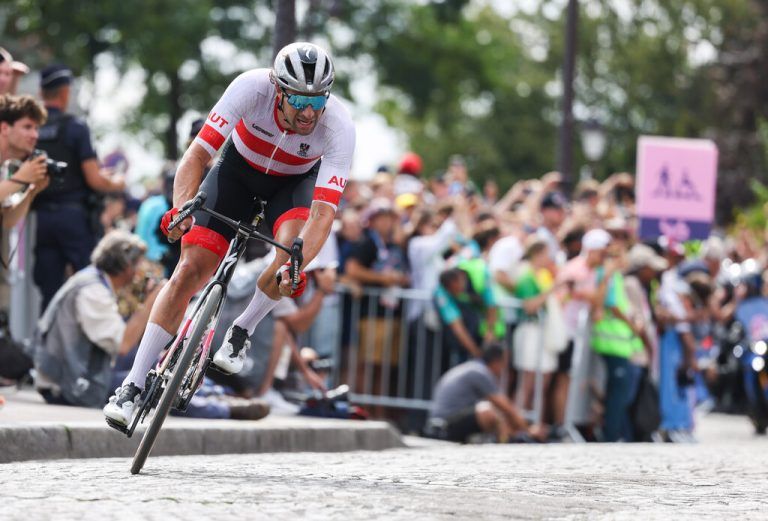 PARIS,FRANCE,03.AUG.24 - OLYMPICS, CYCLING - Olympic Summer Games Paris 2024, mens road race. Image shows Marco Haller (AUT).<br />Photo: GEPA pictures/ Harald Steiner