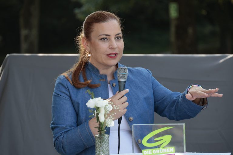 PK mit Bundesministerin Alma Zadic, Nationalrätin Nina Tomaselli, Landesrat Daniel Zadra, Landesrätin Klubobfrau Eva Hammerer.