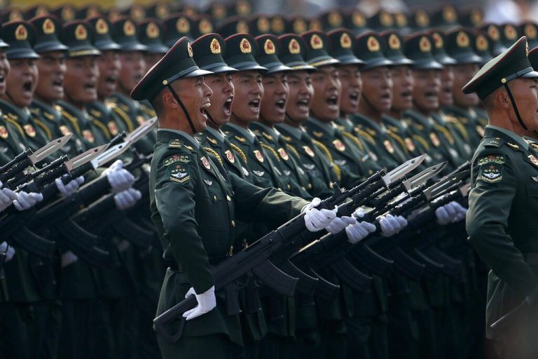 BEIJING, CHINA - OCTOBER 01: Soldiers of the People s Liberation Army march during a parade to celebrate the 70th anniversary of the founding of the People s Republic of China at Tiananmen Square on October 1, 2019 in Beijing, China. PUBLICATIONxINxGERxSUIxAUTxHUNxONLY Copyright: xVCGx CFP111252131579