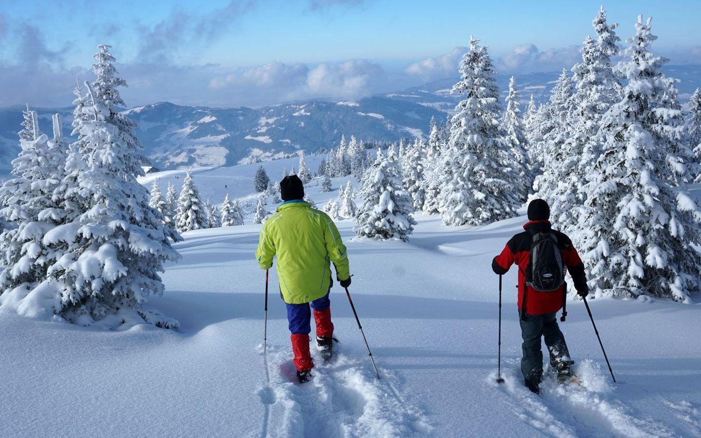raumwetter, Pulverschnee und klirrende Kälte, so zeigte sich heute der Feiertag von seiner besten Seite. Diese vier Schneeschuhwanderer aus Reuthe, machten heute eine herrliche Genuss Winterwanderung auf der Niedere in Andelsbuch.
