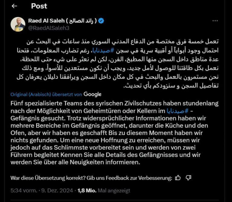 Unklare Lage: Verzweifelte Suche nach Inhaftierten in Saidnaya