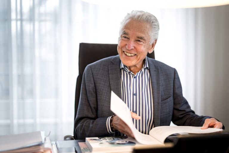 (FILES) Science and diplomacy platform GESDA chairman and former longtime head of Swiss food giant Nestle, Peter Brabeck-Letmathe poses during an interview with AFP in La Tour-de-Peilz near Vevey, Switzerland, on March 4, 2024. As technology and science advance at breakneck speed, a Swiss group is working to anticipate developments years away, to give societies time to prepare -- and ensure Switzerland remains central to the international response. (Photo by Fabrice COFFRINI / AFP)
