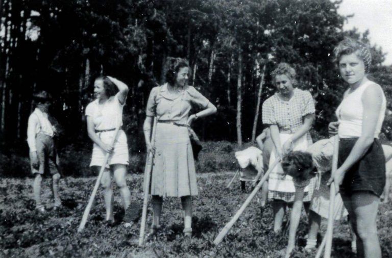 Frau Margit Batthyany ( Mitte) und Resie (ganz rechts) bei der Feldarbeit in Rechnitz