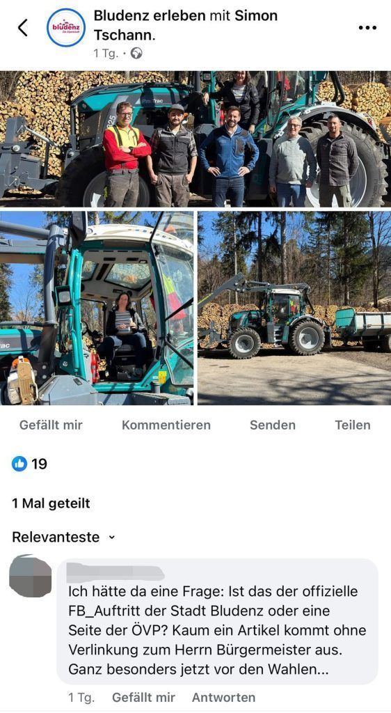ÖVP-Wahlwerbung auf den Kanälen der Stadt Bludenz?
