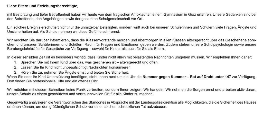So reagieren Vorarlberger Schulen auf den Amoklauf in Graz