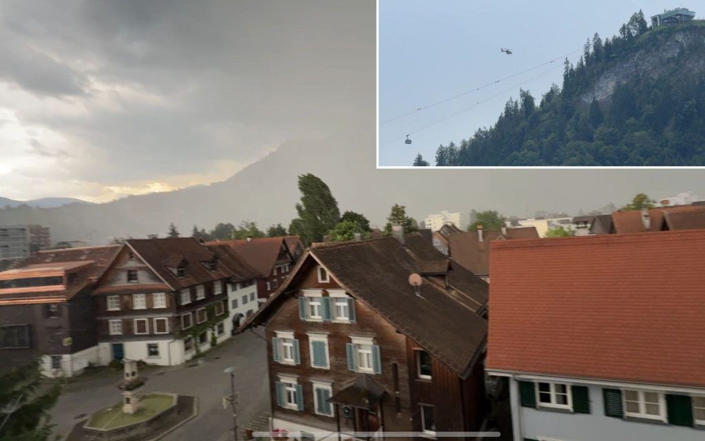 Hier erreicht der Gewittersturm Dornbirn – Video von Hubschrauber bei Karren-Gondel