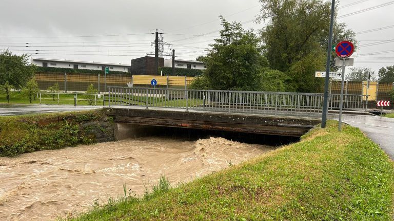 Schwarzach Bahnhofstraße Bach trägt viel Wasser