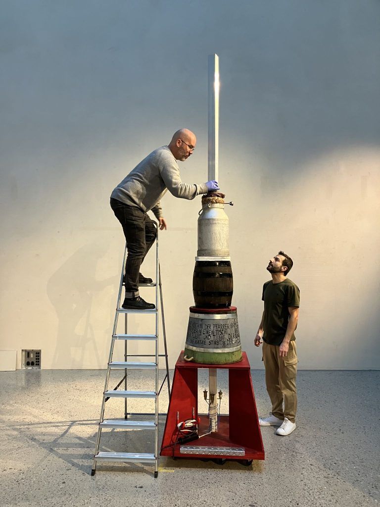 Aufbau der Ausstellung 1525 – Siegessäule für eine Niederlage, Atrium vorarlberg museum, 2025