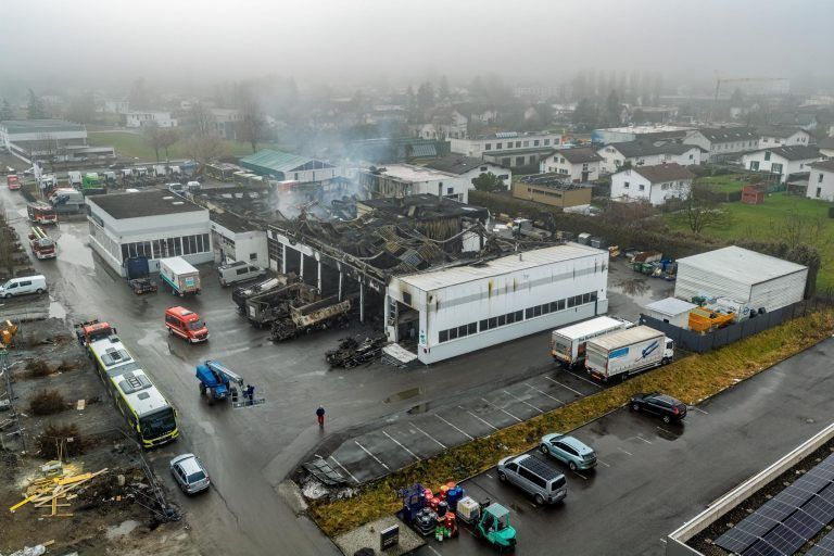 Neue Aufnahmen von der Brandruine in Lustenau
