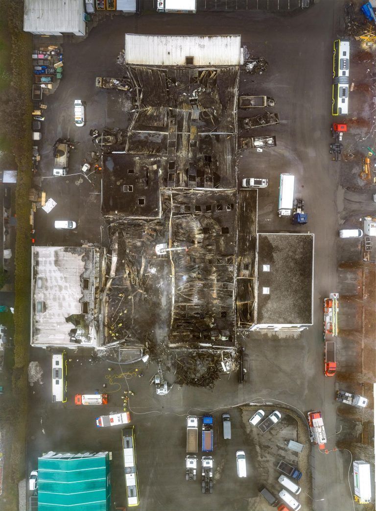 Neue Aufnahmen von der Brandruine in Lustenau