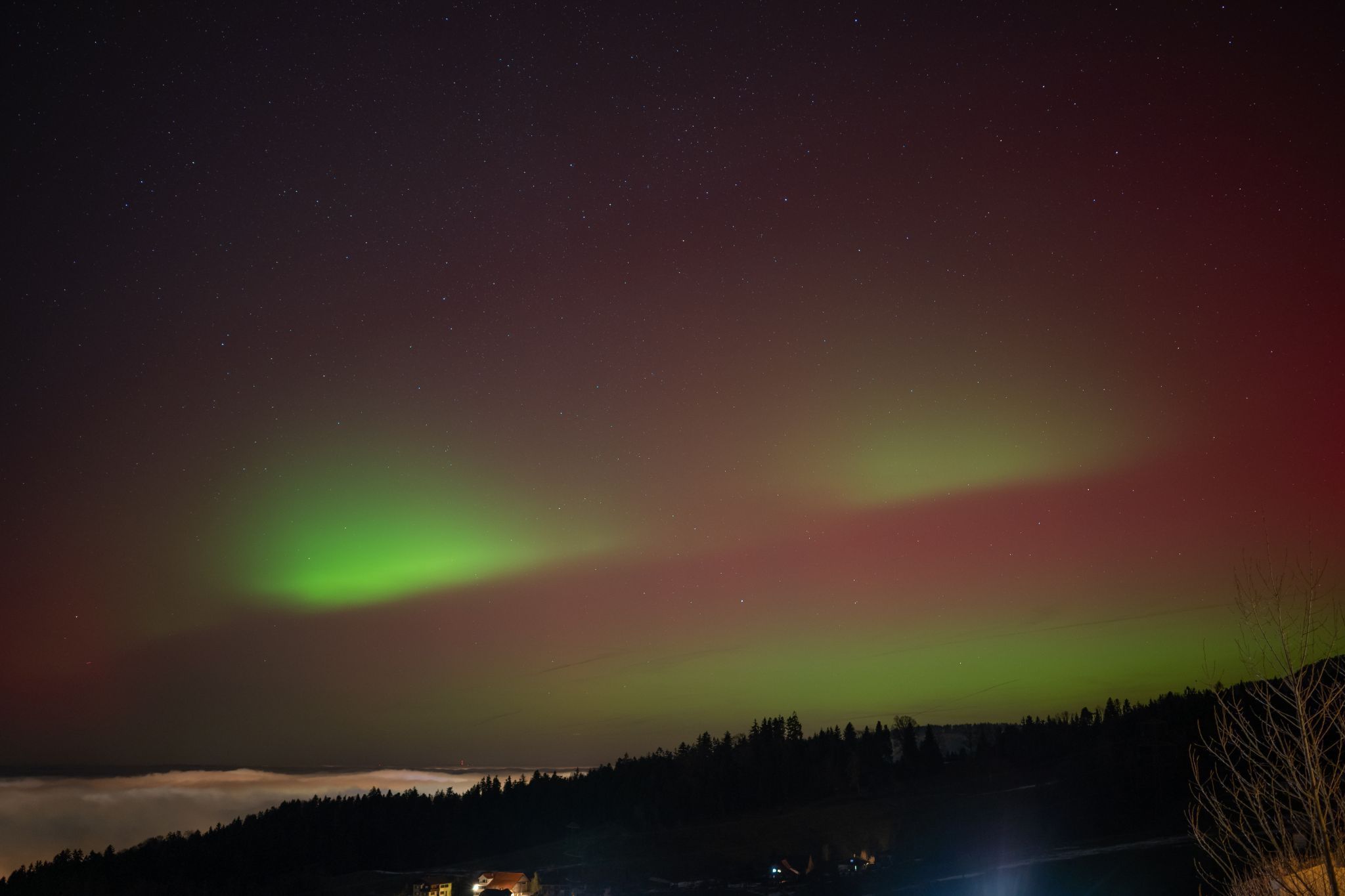 Polarlichter über Vorarlberg Bild: Philipp Salzgeber