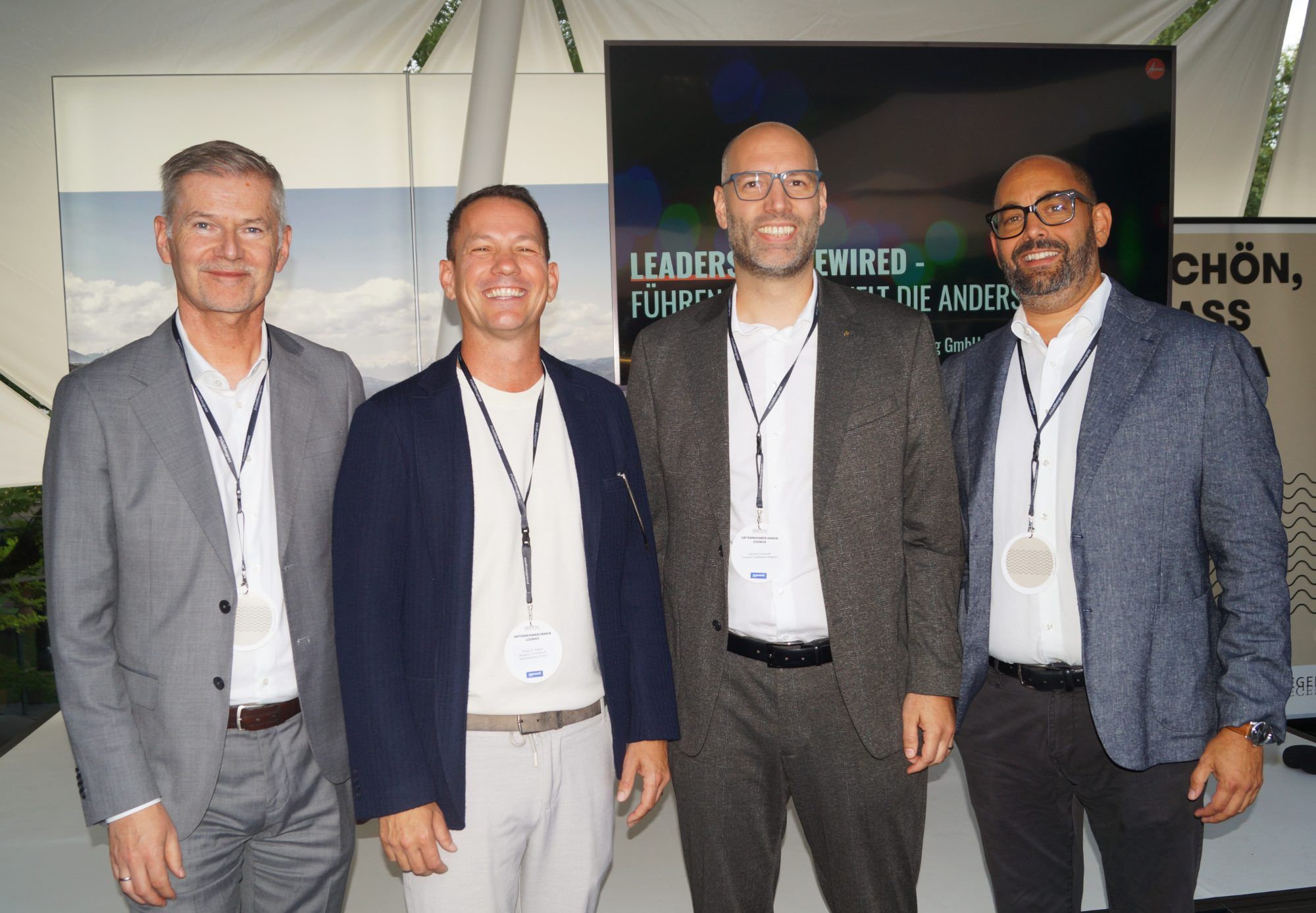 Bernhard Moosbrugger, Robert S. Salant, Clemens Lengauer (Vorstand Sparkasse) und Niklas Keller vom Stadtmarketing