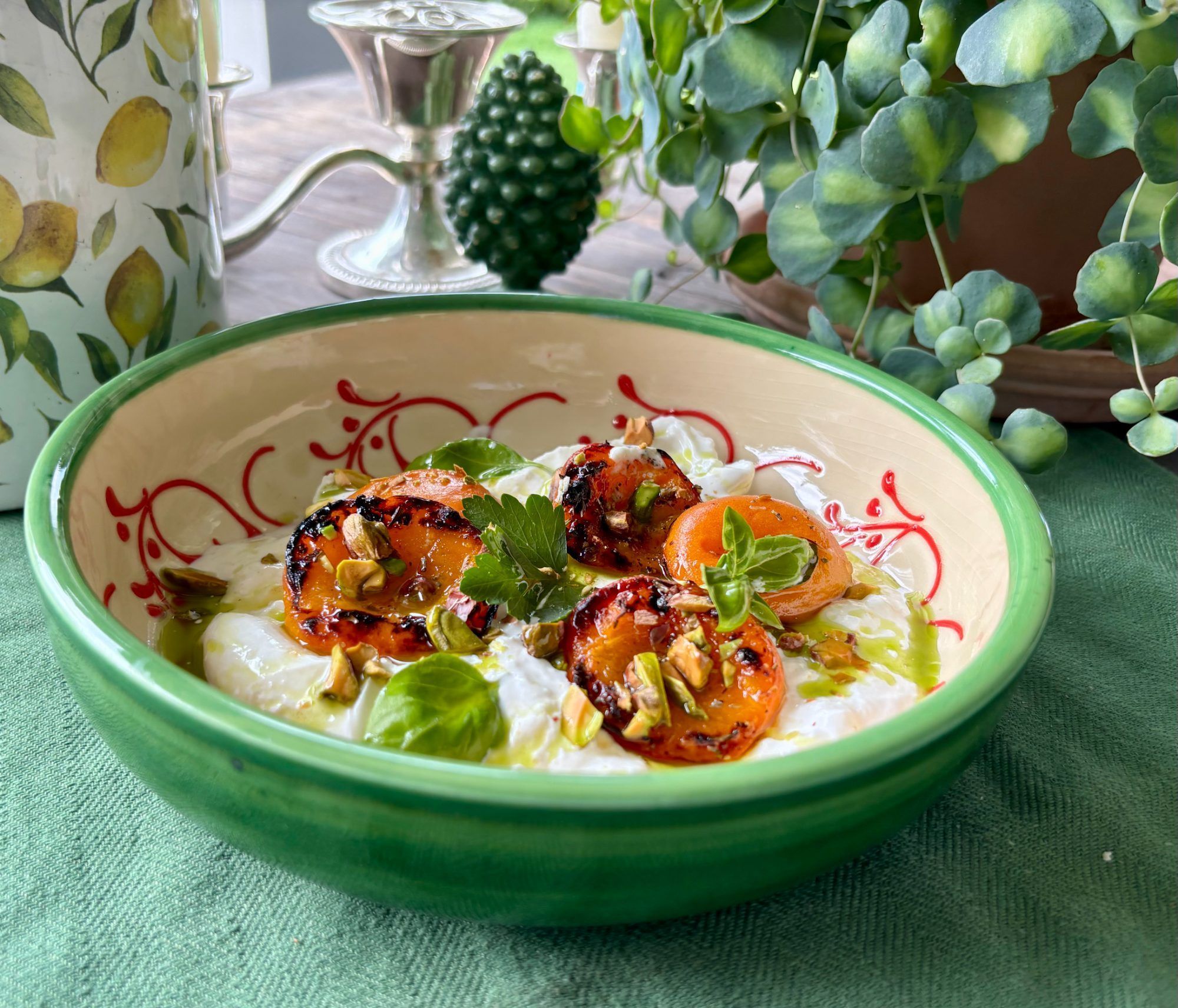 Gratinierte Marillen auf Burrata