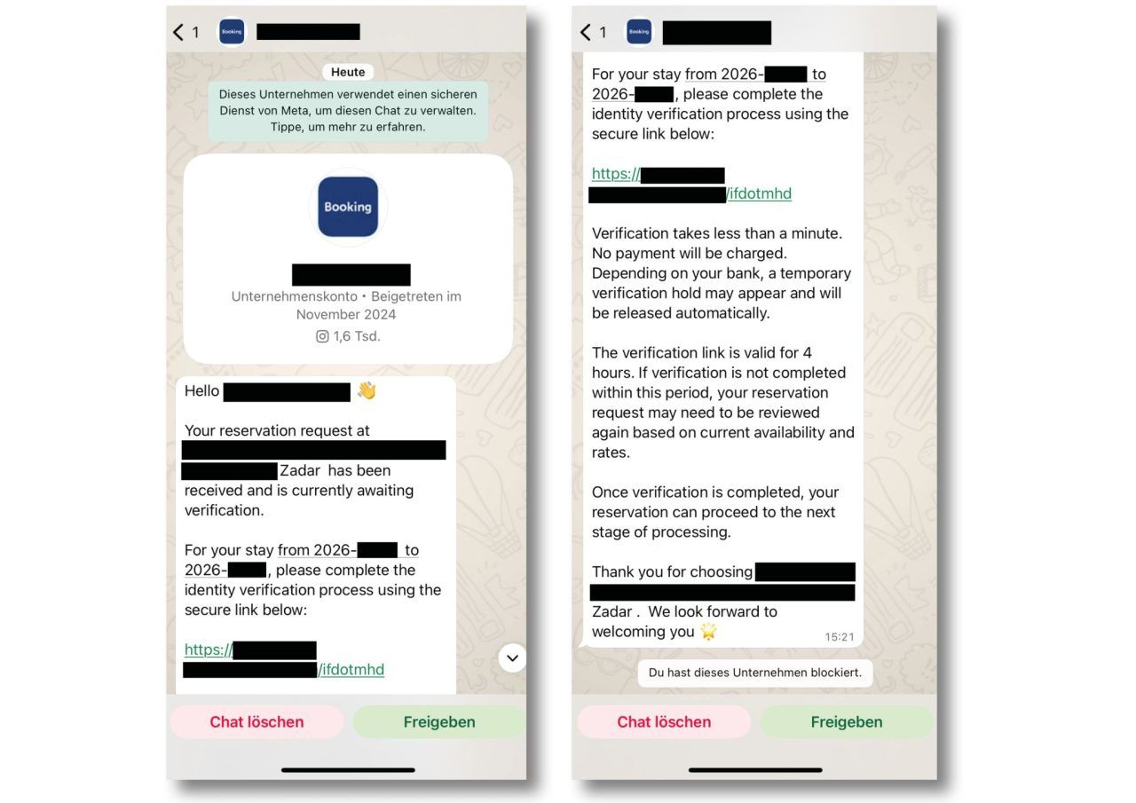 Wenn die Booking.com-Nachricht zur Betrugsfalle wird