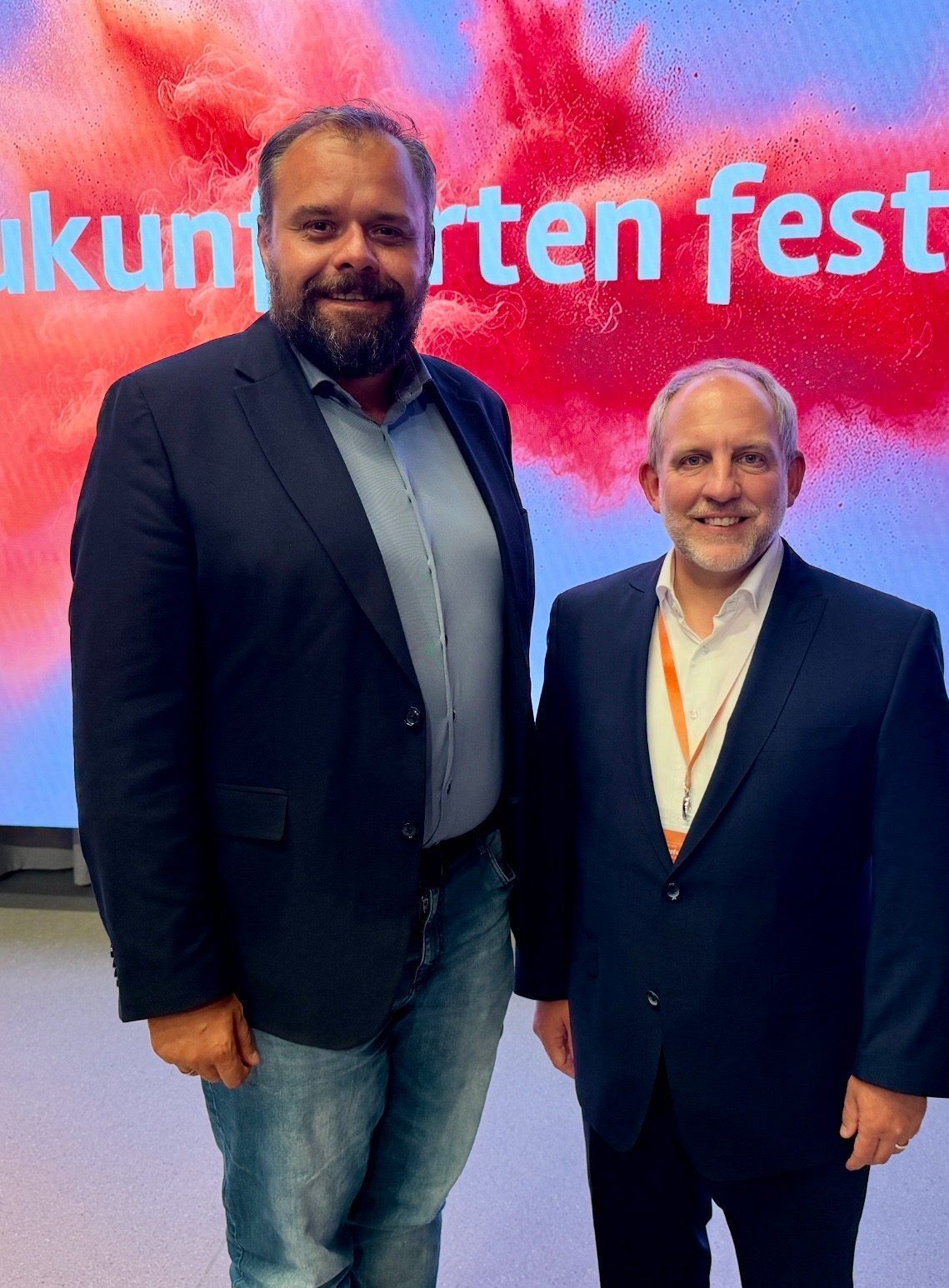 Die Bürgermeister Markus Fäßler und Simon Blümcke