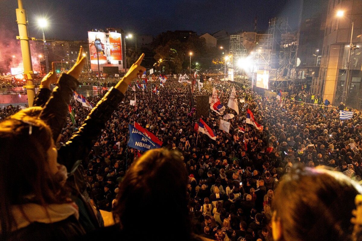 Großdemonstration der serbischen Opposition in Belgrad