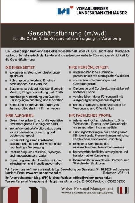 SPÖ macht Wirbel um Stellenanzeige für KHBG-Geschäftsführung